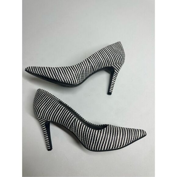 Seychelles Womens Black White Striped Leather Pointed Toe Heels Pumps Shoes 8 - Picture 3 of 10